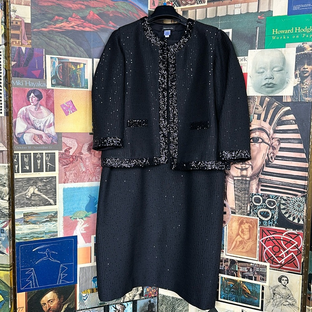 STUNNING Frascara Long Sleeve Sequin Dress with matching Sleeveless Vest SZ 24